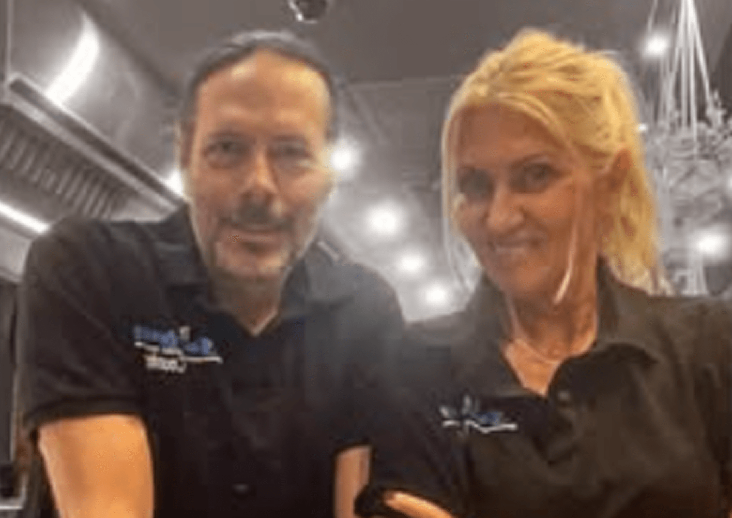 Maria and Harry, the husband and wife owners of SouvLucky Country, in their Parramatta restaurant kitchen