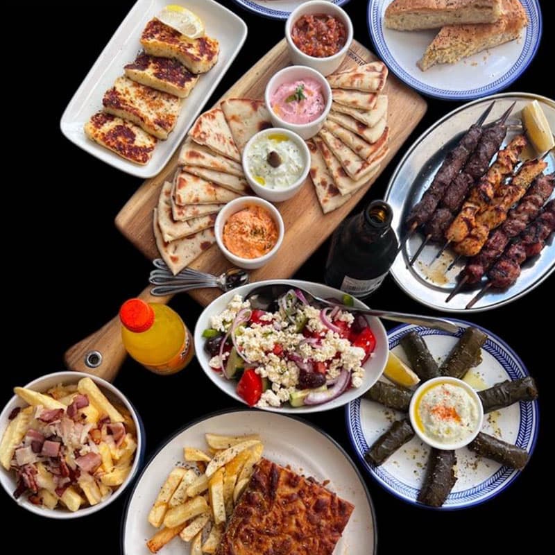 Assorted Greek meat dishes